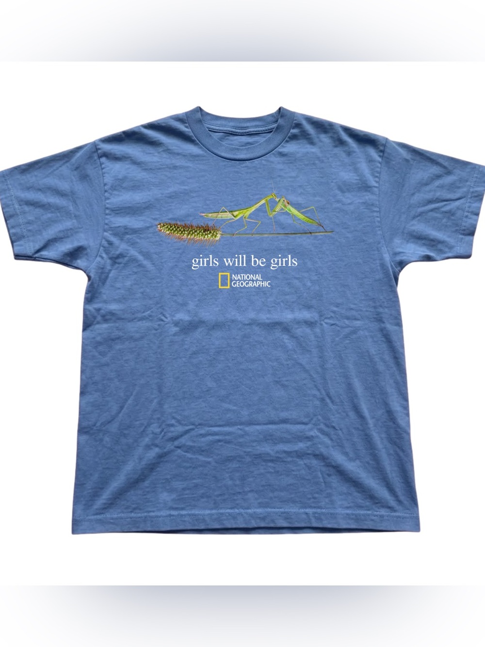 National Geographic Blue "Girls Will Be Girls" Praying Mantis T-Shirt